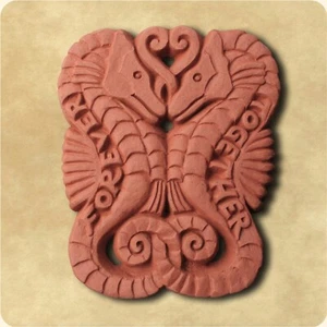 Seahorses Decorative Terracotta Wall Tile Forever Together - Made in England - Picture 1 of 1