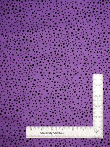 Loralie Designs Pepper Dots Scattered Black on Purple Cotton Fabric By The Yard - Picture 1 of 1