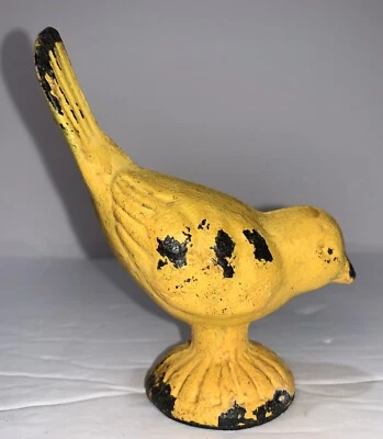 VINTAGE Rustic Primitive Cast Iron Yellow Finch Spring Bird - Image 1 of 4
