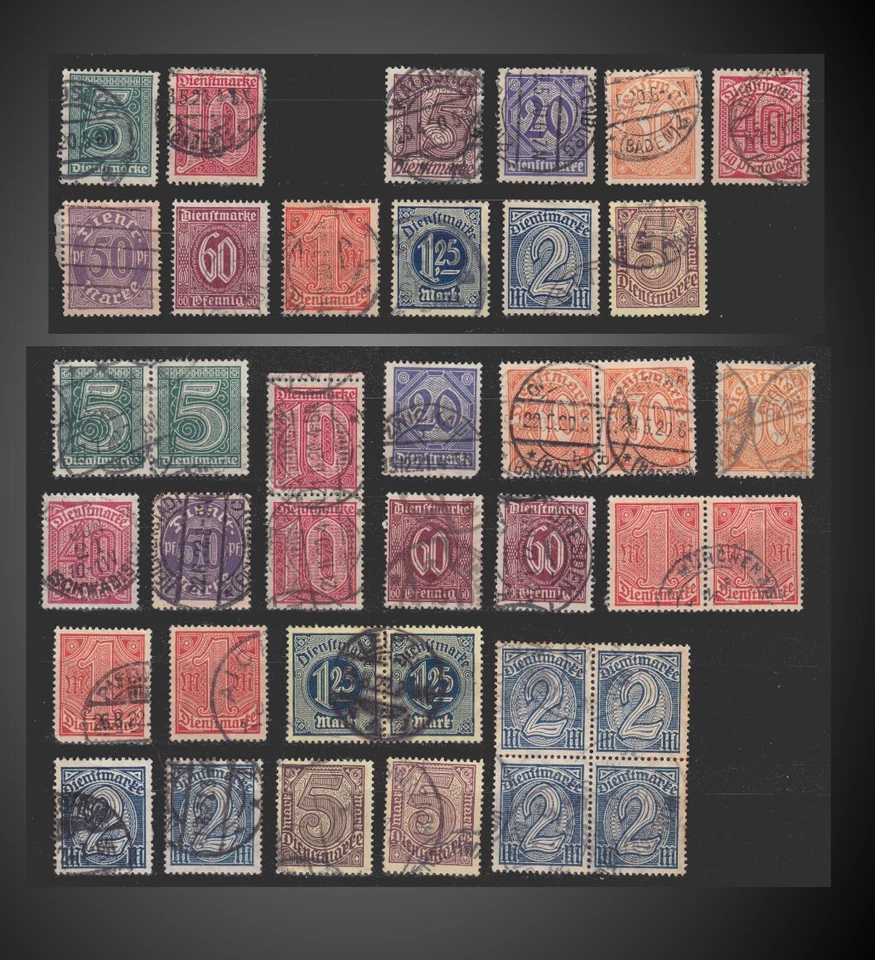 1920-1921 GERMANY OFFICIALS USED LOT PAIR , BLOCKOF 4 SCT.O1-O13 MI.16-33 ?? - Image 1 of 1