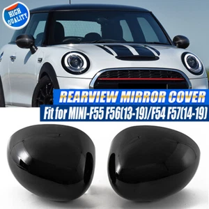 For Mini F54 F55 F56 F57 F60 2013-2019 Gloss Black LH+RH Side Mirror Cover Caps - Picture 1 of 17