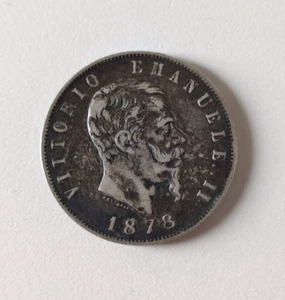 ITALIE - Monnaie  5 Lire VITTORIO EMANUELLE II 1878 R - Picture 1 of 3