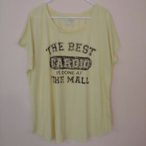 Style Co Sport Women's 2x Yellow T-shirt "The Best Cardio Is Done At The Mall"
