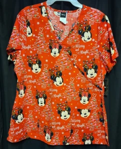 Blusa Médica Mediana Disney Mickey y Minnie Mouse Navidad Simulada Envolvente - Imagen 1 de 4