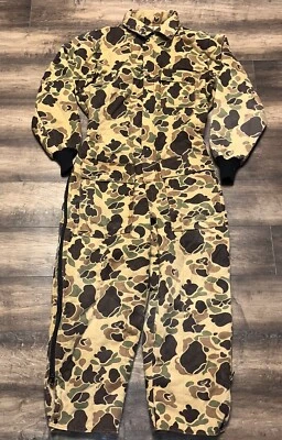Vtg Saftbak Duck Hunting Camo Coveralls Mens XL Overalls Insulated USA MADE Frog - Image 1 of 4