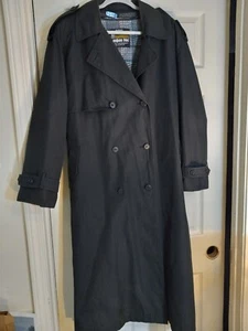 Vintage London Fog Towne Black Trench Coat Rain Coat Lined - Picture 1 of 9