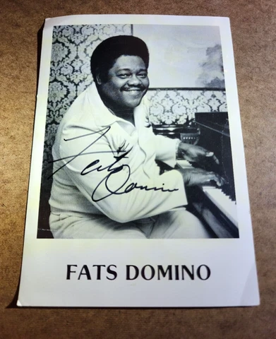 FATS DOMINO Autograph - Hand Signed PHOTO w/Hand Written Letter on the Back Cover