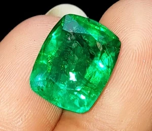Natural Emerald 8.50+ Ct Cushion Shape Loose Gemstone With Certificate - Picture 1 of 6