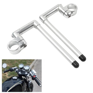 43MM Cafe Racer Bars 7/8" Motorrad Universal Clip-On Lenker Gabel Rohr Chrom - Picture 1 of 11