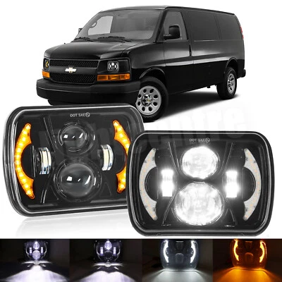 Par de faros LED alto/bajo DRL para camioneta de carga Chevy Express 1500 2500 3500 7x6 5x7 Foto 1 de 4