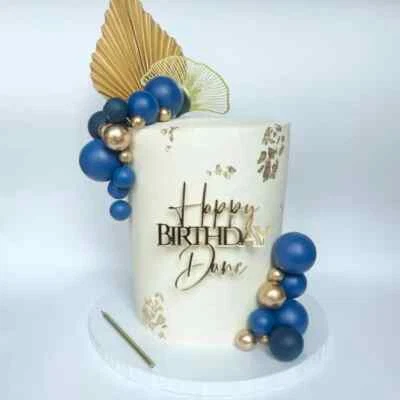 BLITZ-MARKET Personalised Name Happy Birthday Cake Charm Topper Gold Silver Mirror Acrylic