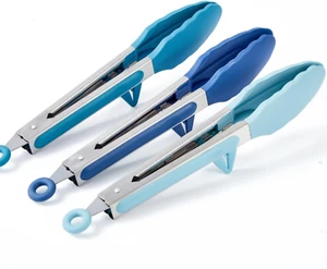 9" Küchenzange, 3 Stück Zange zum Kochen mit Silikonspitzen, Lebensmittelqualität klein Si - Bild 1 von 13