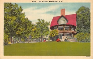 Postcard NC: The Manor, Asheville, North Carolina, Vintage Linen - Picture 1 of 2