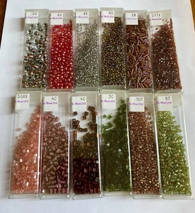 Lot de 12 perles en verre Miyuki cubes Delica automne fumée plusieurs tailles couleurs - Photo 1/12
