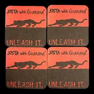 Set of 8 VTG 1990's Josta Energy Drink Table Coasters Red & Black "Unleash It" - Picture 1 of 4
