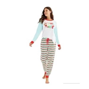 Cuddl Duds Womens Multi Color Striped Knit Mama Elf Pajamas 2 Pc Sets Sz XL NWT - Picture 1 of 9