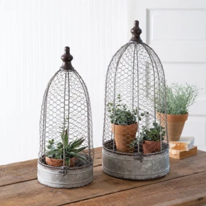Chicken Wire Cloche Base Set Metal Country Farmhouse - Picture 1 of 2
