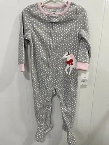 Neu Carter's Mädchen 24 m warm Urlaub Fleece Schlaf und Spiel Füße Schlafanzug Einhorn Pyjama - Bild 1 von 9