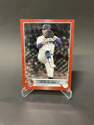 Justus Sheffield 2022 TOPPS SERIES 2 Red FOILBOARD PARALLEL /199 MARINERS - Image 1 of 2