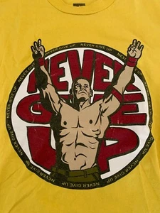 John Cena Yellow T-Shirt Small S Never Give Up U Can't C Me WWE NXT 12 Years - Picture 1 of 10