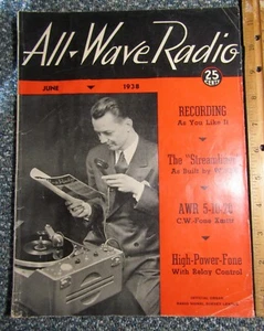 Revista de radio All Wave ~ junio de 1938 ~ radioaficionados ~ radioaficionados - Imagen 1 de 4