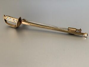  Interesting Vintage French Creator Brooch - Saber with 3 crystals on the handle