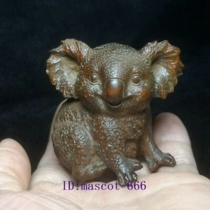 H 6 CM Old Chinese boxwood hand carved vivid koala Figure statue Gift collection - Picture 1 of 7
