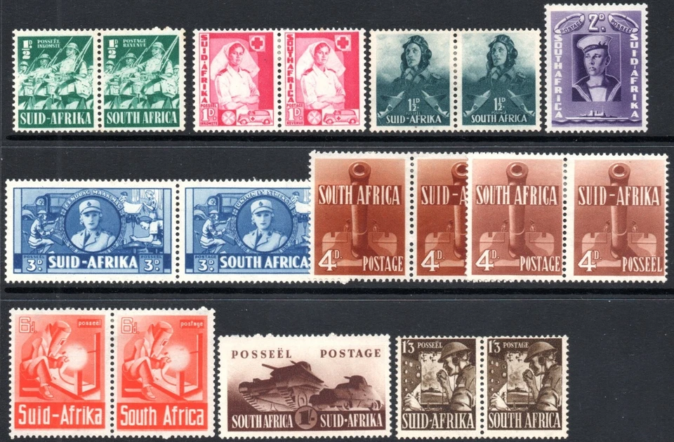 South Africa 1941-6 Large War Effort set + 4d shade, SG.88/96, mint, cat.£100 - Image 1 of 1