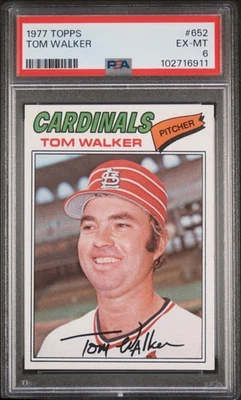 1977 TOPPS TOM WALKER #652 PSA 6 GRADED BASEBALL CARD ST LOUIS CARDINALS VINTAGE - Image 1 of 2