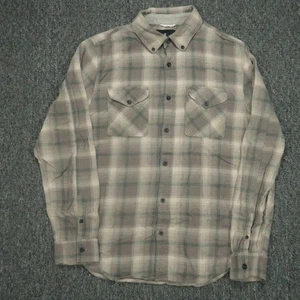 Roark Hemd Herren mittelgrau beige kariert leicht Flanell Langarm Knopf - Bild 1 von 9