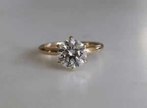 2ct Round Brilliant Cut Diamond Solitaire Ring Yellow Gold IGI Certified - Picture 1 of 7