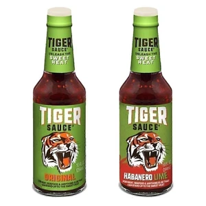 Tiger Sauce Das Original und Neue Geschmack Habanero Limette 10 Unzen 2er Pack | Süß... - Bild 1 von 3