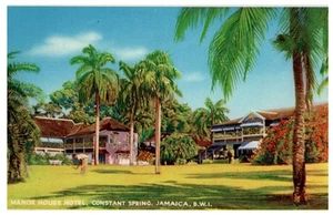 Vintage Manor House Hotel Jamaica Postcard Palm Trees Lawn J Arthur Dixon - Picture 1 of 2