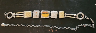 Cinturón de eslabones de cadena Chico's Silvertone esmalte acento ajustable Foto 1 de 4