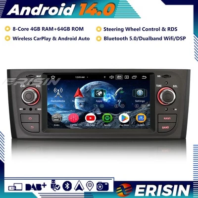 8-Core DAB+Android 14 Autoradio GPS CarPlay FM OBD2 per Fiat Grande Punto Linea - Immagine 1 di 4