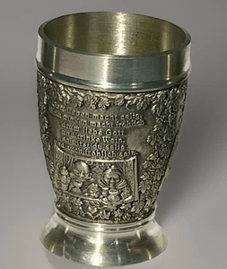 Vtg German Zinn Becker Stuttgart Ornate Pewter 2.5” Goblet Raised Relief Designs - Picture 1 of 4
