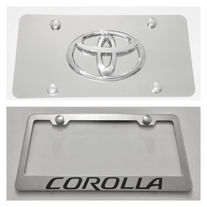 3D Toyota Corolla Mirror Front Plate W/ License Frame Stainless Steel Combo - Picture 1 of 3