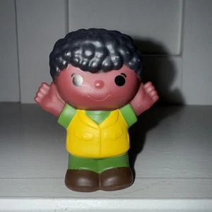 New Fisher Price Little People African American Boy in Green Shirt/Yellow Vest - Picture 1 of 6