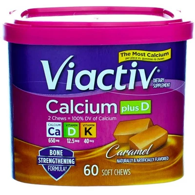 Viactiv Calcium Plus D Dietary Supplement Chews, Caramel, 60 Ct - Image 1 of 4