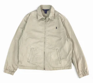 RALPH LAUREN POLO Harrington Khaki Chino Jacket NAVY PONY Full Zip Unlined L - Picture 1 of 5