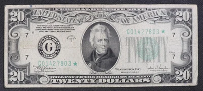 Choice Fine Series 1934C $20 Chicago district Federal Reserve STAR Note - Image 1 of 3
