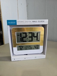 La Crosse Technology L73859 Atomic Digital Wall Clock Indoor/Outdoor Temperature - Picture 1 of 5