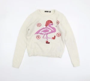 Brave Soul Women's Ivory Sequin Pullover Jumper L - Picture 1 of 12