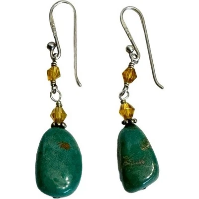 Pendientes colgantes Silpada de plata de ley 925 turquesa perforados ambos pendientes son Foto 1 de 4