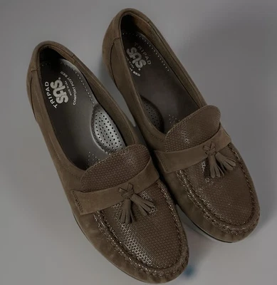 Zapatos para caminar mocasines con borlas de cuero marrón SAS - para mujer 8,5 W- (780) Foto 1 de 4