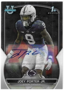 Joey Porter Jr. 2022 BOWMAN UNIVERSITY 1ST AUTOGRAPH CARD Steelers AUTO & 9 base - Picture 1 of 4