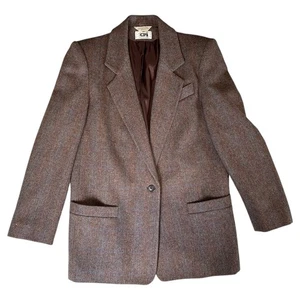 Tweed Blazer 80-90er Dark Academia Damen 12 Wolle Student College Vintage Mood - Bild 1 von 17