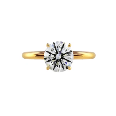 Engagement Ring 14k Yellow Gold Women IGI Lab Created Round Cut Diamond 3.75 Ct  - Image 1 of 4