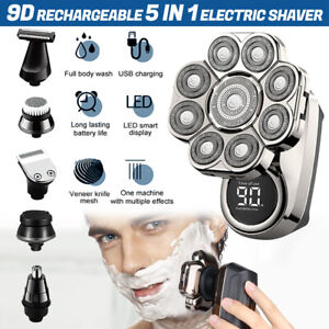 9D Electric Head Hair Shaver Mens Cordless Rechargeable Wet/Dry Bald Head Razor