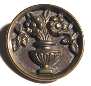 LG Med Antique Picture Button - Vase of Flowers, Container - Picture 1 of 5